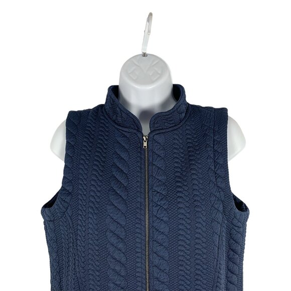 Blair Women's Navy Blue Cable Knit Zip-Up Winter Vest Size Small - Picture 2 of 10